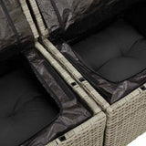 Sofa Set with Cushion with Storage 4 pcs Light Grey Poly Rattan 3354661