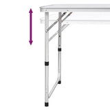 41329 Foldable Camping Table Set with 6 Stools Height Adjustable 180 x 60 cm