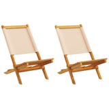 Garden Chairs 2 pcs Beige Solid Wood Acacia and Fabric 367693