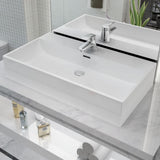 Basin with Faucet Hole Ceramic White 76x42.5x14.5 cm 142348