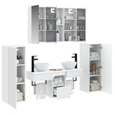 Bathroom Furniture Set 6 pcs White Engineered Wood and Glass 3407119