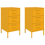 ZNTS Bedside Cabinets 2 pcs Mustard Yellow 36x39x68 cm Steel 843085