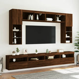 TV Wall Cabinet with LED Lights Brown Oak 60x30x40 cm 837195