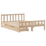 ZNTS Bed Frame without Mattress 135x190 cm Double Solid Wood Pine 3301569