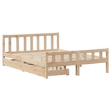 ZNTS Bed Frame without Mattress 135x190 cm Double Solid Wood Pine 3301569