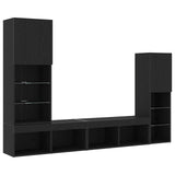 TV Cabinet 4 pcs Black oak Engineered wood 3334391