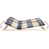 Slatted Bed Base Manual Brown 100 x 190 cm Solid Beech Wood 42015265