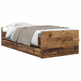 Bed Frame with Drawer Old Wood 90 x 200 cm Solid Pine Wood 3403204