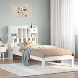 Bookcase Bed without Mattress White 90x200cm Solid Wood Pine 3322596