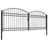 Fence Gate ASSEN Double Door with Arched Top Steel 400x150 cm 143094