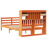 ZNTS Bookcase Bed without Mattress Wax Brown 120x190 cm Small Double Solid Wood Pine 3321950