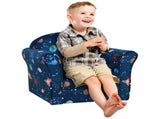 Kids Planet-Themed Armchair, with Non-Slip Feet, Wooden Frame - Blue T3398P347637