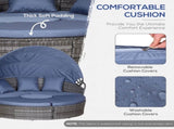 PE Rattan Lounge Set, 5 Pieces Patio Conversation Furniture Set, Garden Round Sofa Bed with Cushion T3398P323984