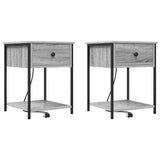 Bedside Cabinet with Drawer 2 pcs Grey Sonoma 42 x 41 x 56 cm 859427