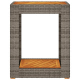 Garden Side Table with Wooden Top Grey 60x40x75 cm Poly Rattan 366304