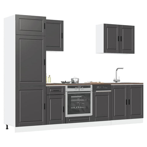 ZNTS 7 Piece Kitchen Cabinet Set Kalmar Black Engineered Wood 3314782