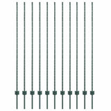 Embedded Fence Post 11 pcs Green 200 cm Powder-Coated Steel 42006271