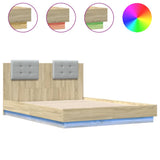Bed Frame with LED without Mattress Sonoma Oak 135x190 cm Double 3210047