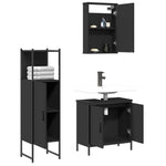 ZNTS 3 Piece Bathroom Furniture Set Black Engineered Wood 3214820