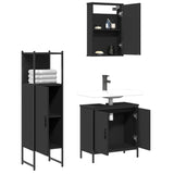 ZNTS 3 Piece Bathroom Furniture Set Black Engineered Wood 3214820