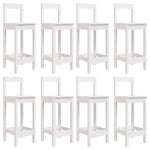 9 Piece Garden Bar Set White Solid Wood Pine 3154771