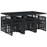 11 Piece Garden Dining Set with Cushions Black Poly Rattan 3210787