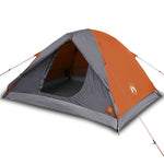 ZNTS Camping Tent Dome 3-Person Grey and Orange Waterproof 94411