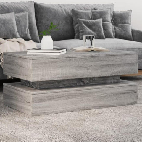 ZNTS Coffee Table with LED Lights Grey Sonoma 90x50x40 cm 839866