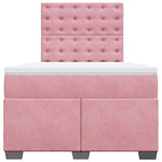 ZNTS Box Spring Bed with Mattress Pink 120x190 cm Small Double Velvet 3290875