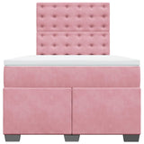 ZNTS Box Spring Bed with Mattress Pink 120x190 cm Small Double Velvet 3290875