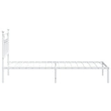 Bed Frame White Powder-Coated Steel Single Bed Frame 353579