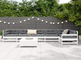 7 Piece Garden Sofa Set White Solid Wood Pine 3250881