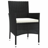 5 Piece Garden Bistro Set with Cushions Black Poly Rattan 3187441