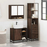 3 Piece Bathroom Furniture Set Brown Oak Engineered Wood 3301179