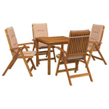 5-Piece Garden Dining Set Natural Solid Acacia Wood 3434598