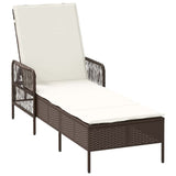 Sun Lounger Brown and Cream White 55 x 200 x 92 cm Poly Rattan 365426
