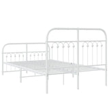 Metal Bed Frame without Mattress with Footboard White 120x190cm 376664