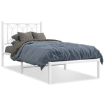 Metal Bed Frame without Mattress with Headboard White 75x190cm 376167