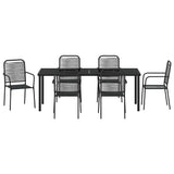 Garden Dining Set 7 pcs Black Powder-Coated Steel 3379161