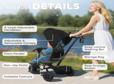 6 in 1 Foldable Kids Trike with Adjustable Parent Handle & Canopy for Ages 1-5, Black T3398P378919