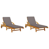 ZNTS Sun Loungers 2 pcs with Cushions 200x68x83 cm Solid Wood Acacia 3206373