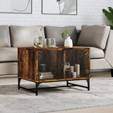 Coffee Table with Glass Doors Smoked Oak 68.5x50x50 cm 836543