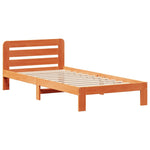 ZNTS Bed Frame without Mattress Wax Brown 90x200 cm Solid Wood Pine 3309904