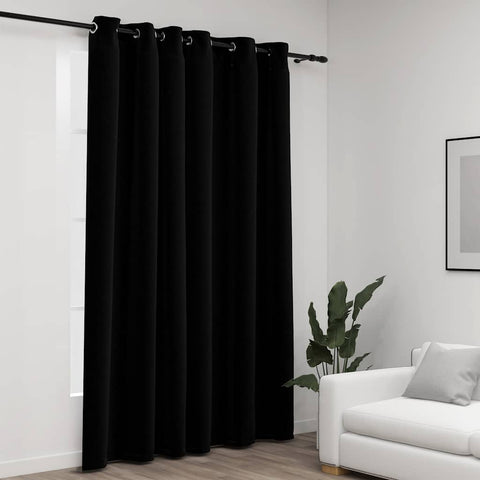ZNTS Linen-Look Blackout Curtains with Grommets Black 290x245cm 321155