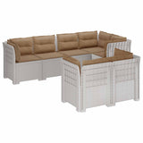 7-Seater Garden Sofa with Cushions Rattan Look PP White 3444168