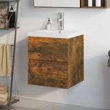 Sink Cabinet with Built-in Basin Smoked Oak Engineered Wood 3152861