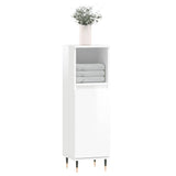 Bathroom Cabinet High Gloss White 30x30x100 cm Engineered Wood 831550