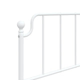 ZNTS Metal Bed Frame without Mattress with Footboard White 100x190cm 373948