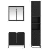 Bathroom Furniture Set 3 pcs Black Oak Engineered Wood 3402517