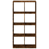 Room Divider Bookcase Smoked Oak 69.5x29x137.5 cm Engineered Wood 858025
